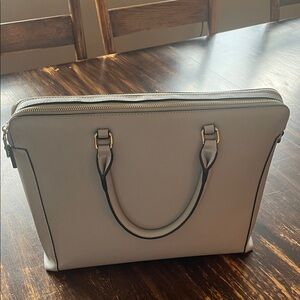 Minimalist Gray Laptop Tote with Dual Zip Compartments. With wallet.